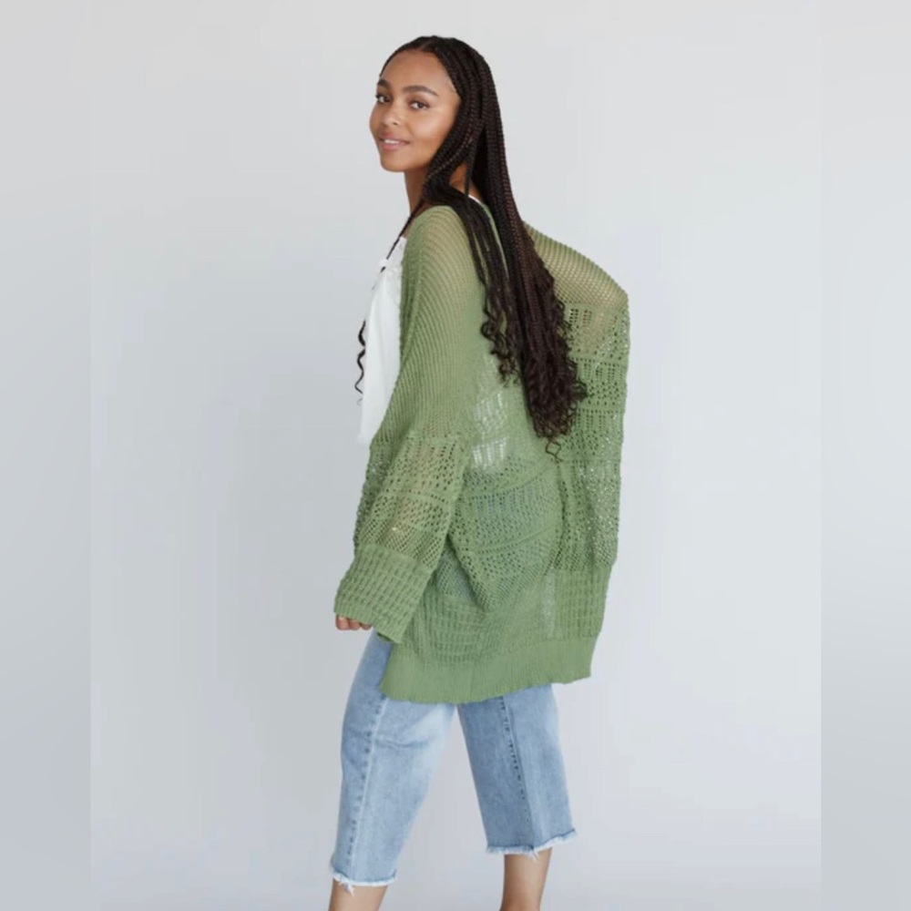 Olivia Boho Chic Knit Netted Granny Cardigan EUC - Picture 3 of 8